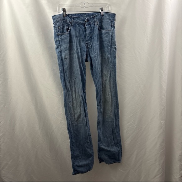 7 For All Mankind Other - 7 For All Mankind Mens Relaxed Straight Blue Jeans 32x35 Rare Light Wash Denim